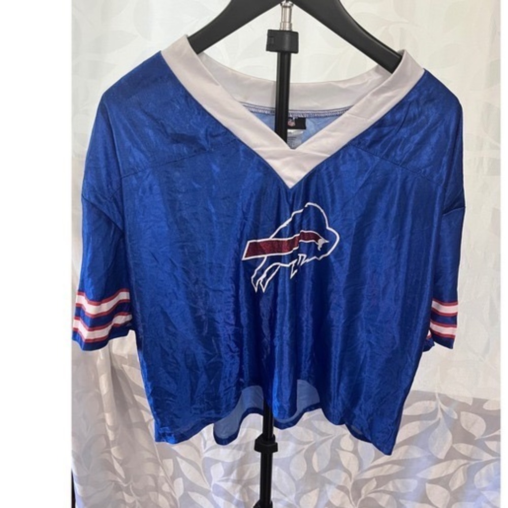 NFL Buffalo Bills Womens XXL Blue Glitter Logo Jersey Top Jerry Leigh J22511